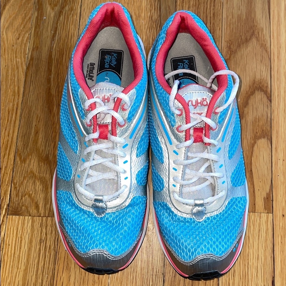 Ryka Women's Athletic Shoes in Blue,  Pink, Silver. Ortholite. Kelly Ripa. SZ 9